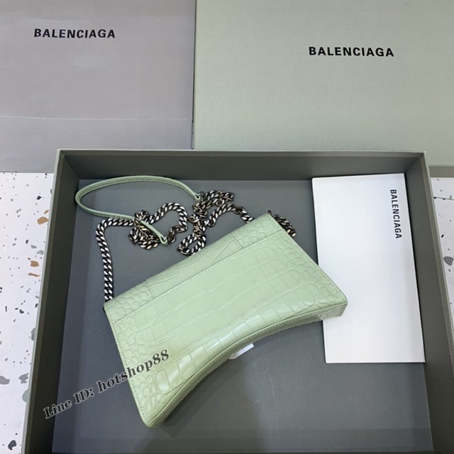 Balenciaga專櫃爆款鱷魚紋鏈條包女士肩背包 巴黎世家沙漏鏈條斜挎包 fyj1877